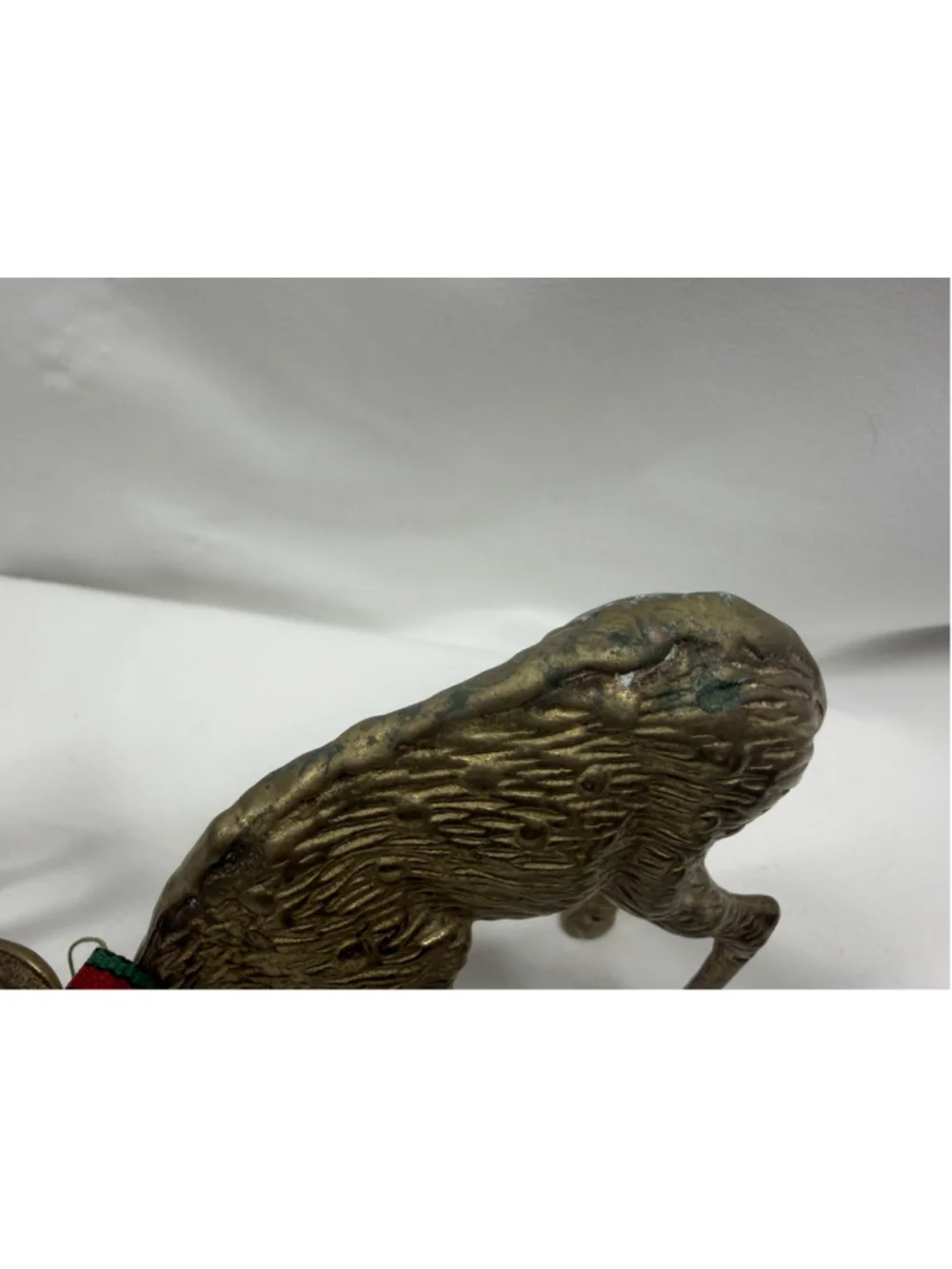 Vintage 2 Brass Deer Figurine Statues Buck & Doe Christmas Reindeer Has Patina